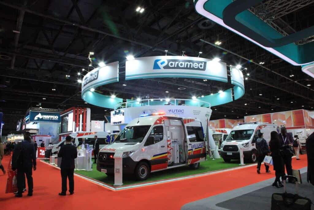 Paramed ambulance and medical vehicles at Arab Health 2022 Dubai.