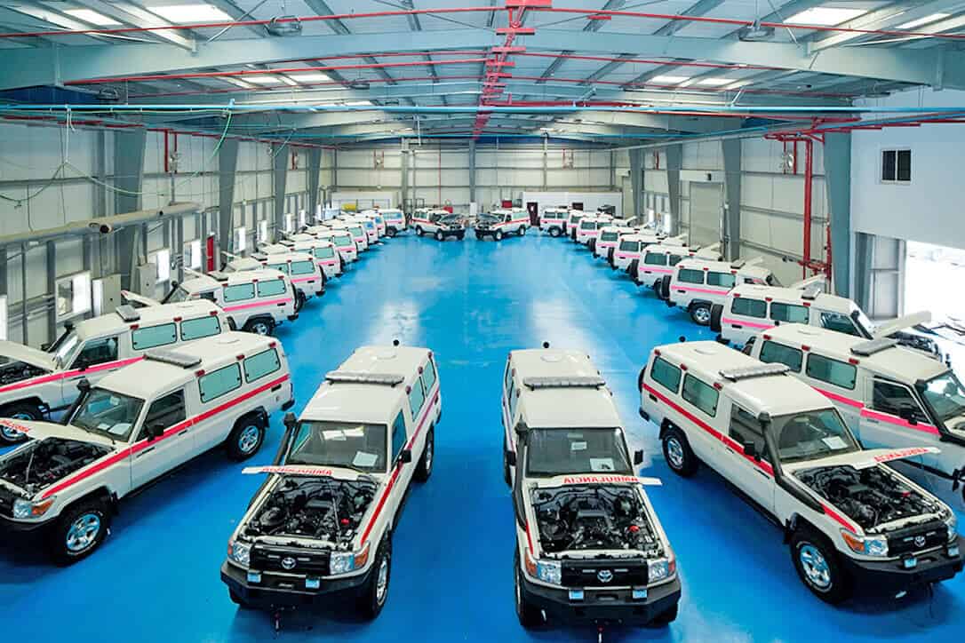 Fleet of emergency vehicles at Paramed